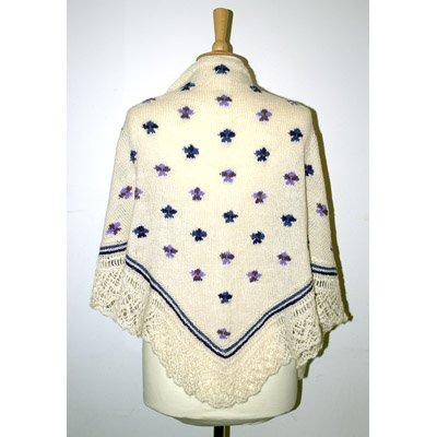 Violets Shawl in Cream silk - back view
