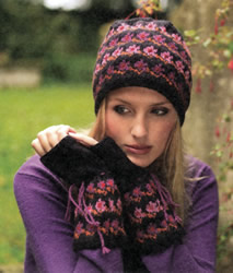 Bavarian Flower beanie & fingerless gloves