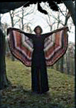 Sasha wearing her ‘Kikan’ cape that was originally designed for Browns in London