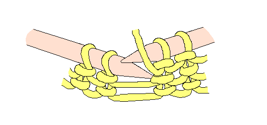 animation showing how to purl into the back of a stitch