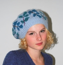 Leafy Beret on Baby Blue