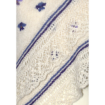 Violets Shawl in Cream silk - detail