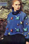 ‘Triangle Sweater’ from Vogue Knitting, 1986, uses Rowan Fleck DK Tweed